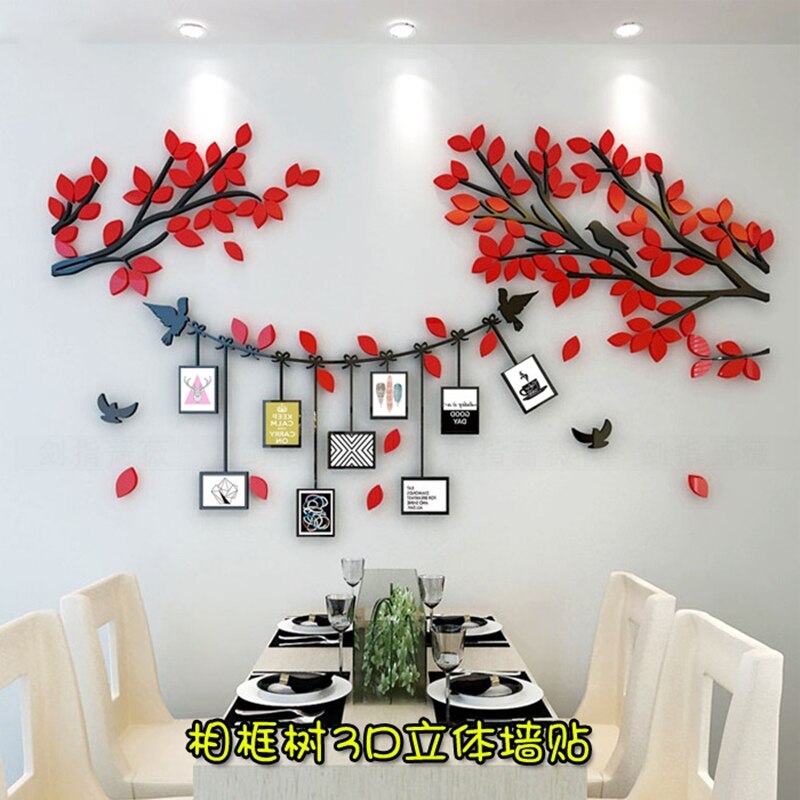 Famille Photo arbre 3D bricolage acrylique Stickers muraux décor à la maison Photo cadre arbre Stickers muraux affiche Art Mural pour salon chambre