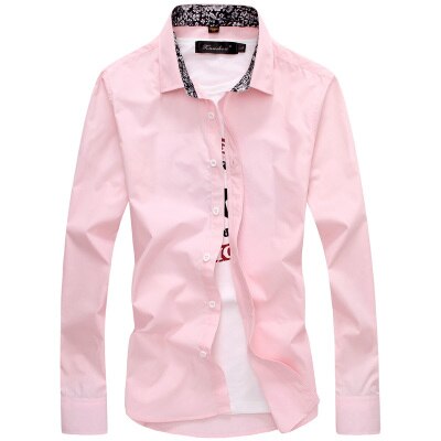 Herrkläder herrskjorta blommig långärmad casual slim fit plus size 5xl herrklänningsskjortor billiga herrkläder: Rosa / Asiatisk  l  170cm 60kg