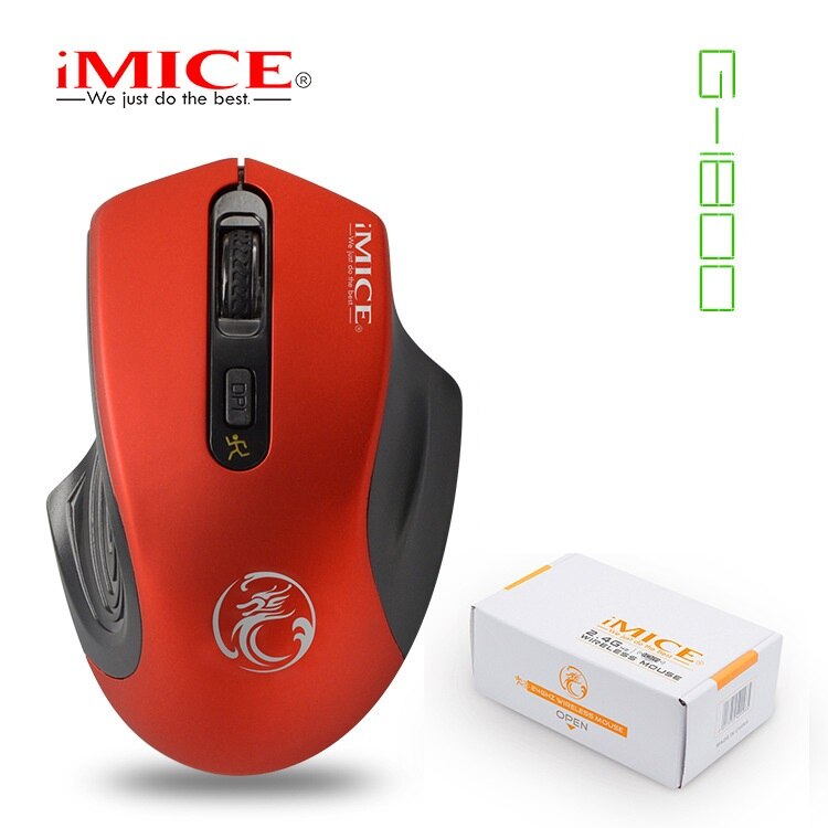 IMICE-ratón inalámbrico con Bluetooth para videojuegos, Mouse silencioso de 2,4G, con 4 botones, para de oficina y negocios, suministro directo de fábrica G-1800: red carton