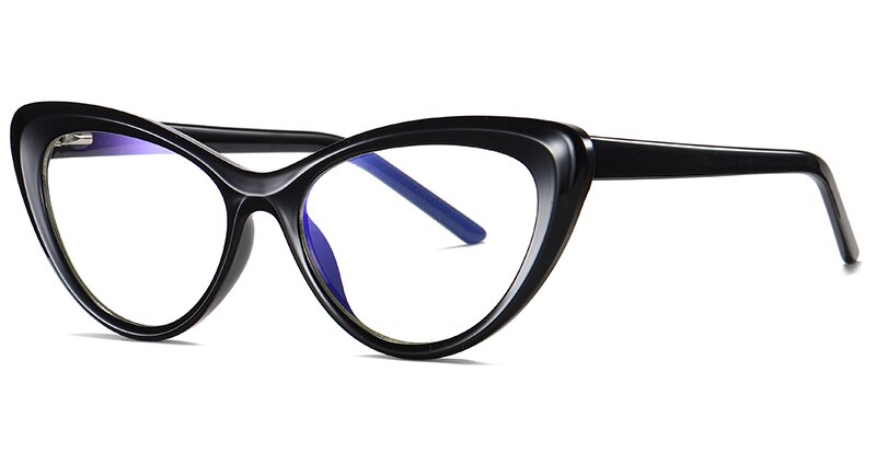 Peekaboo-gafas transparentes de ojo de gato para mujer, accesorios para mujer, gafas de bloqueo de luz azul, decoración en negro y marrón: black with clear