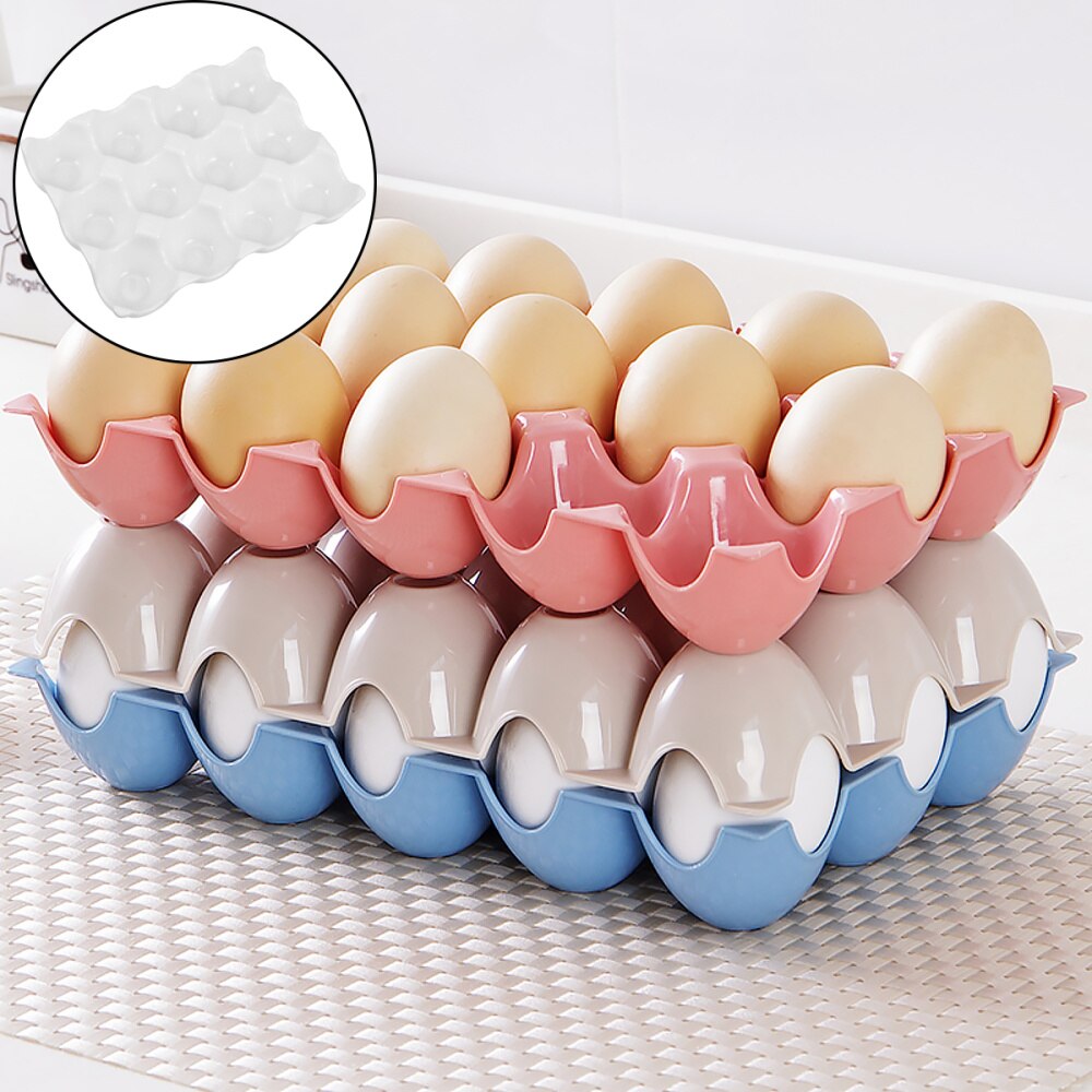 1pc 12 Grids Egg Holder Ceramic Egg Tray Egg Storage Container Egg Organizing Case