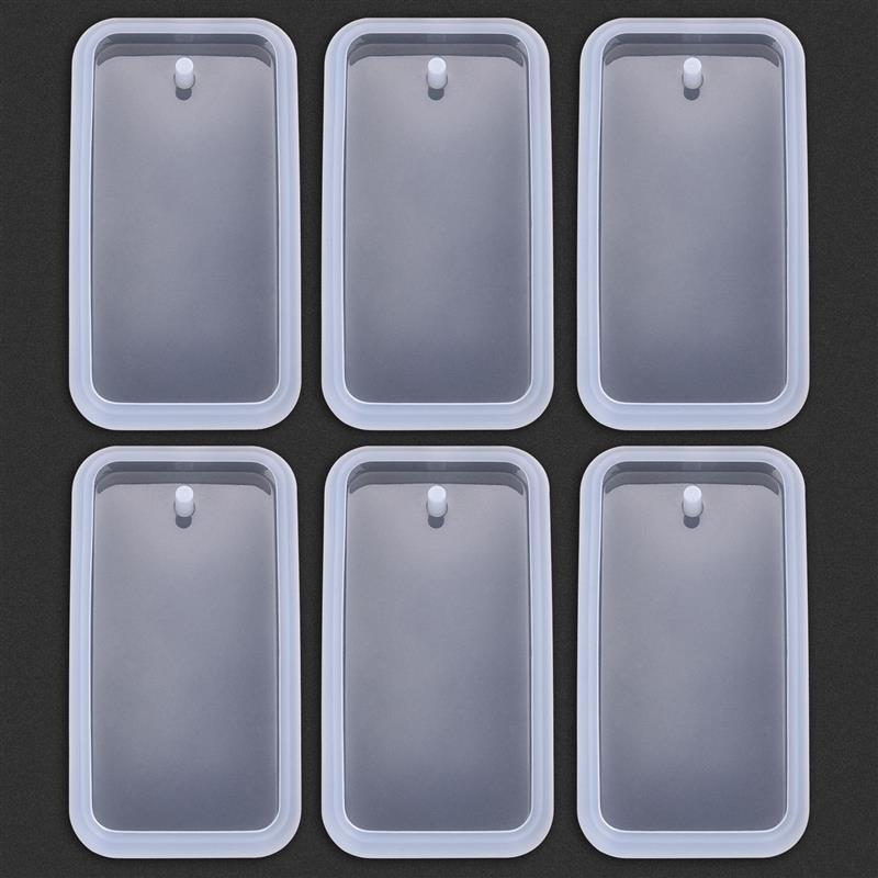 1/6 stuks sleutelhanger hanger siliconen mal set DIY hanger kristal epoxyhars mal ronde rechthoek hangers sieraden maken: Bruin