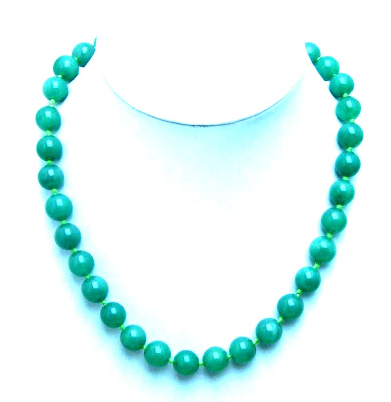 Qingmos Natural 12mm Round Light Green Jades Necklace for Women with Genuine Stone Necklace Chokers 18" Jewelry nec8406