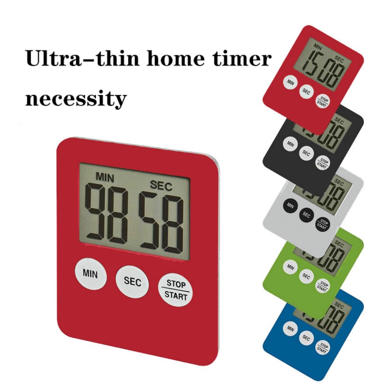 Super Thin LCD Digital Screen Kitchen Timer Square Cooking Count Up Countdown Alarm Sleep Stopwatch Temporizador Clock