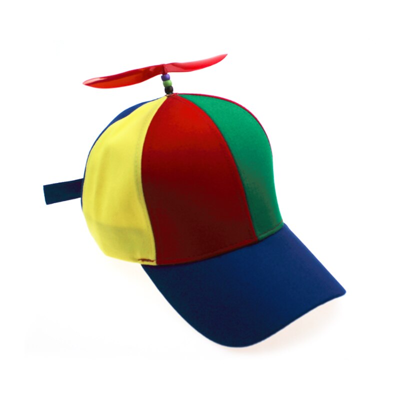Outdoor parent-child rainbow hat with propeller cap adjustable size windproof sunshade ball cap