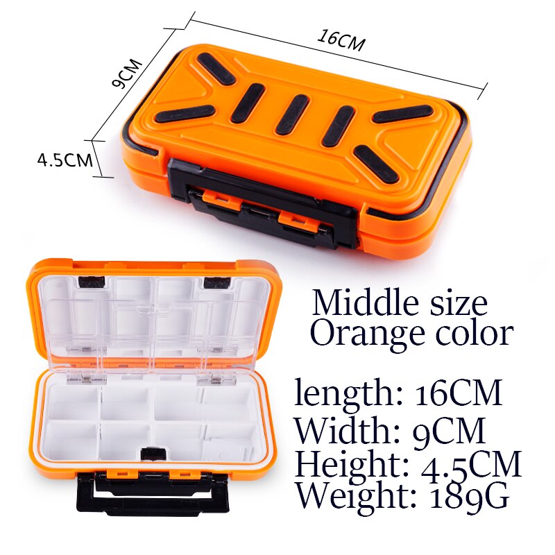 Waterproof Fishing Accessories Protection Box Adjustable Multi Grid Box Double Locking Buckle Fish Accessories Coat Fishing Tool: Orange middle size