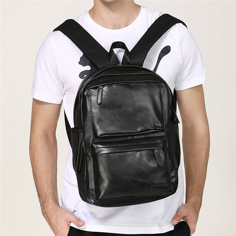 Unisex Business Backpackl Backpacks Travel Bag Black Pu Leather Men's Shoulder Bags Teenage Backpack Men Casual Bag