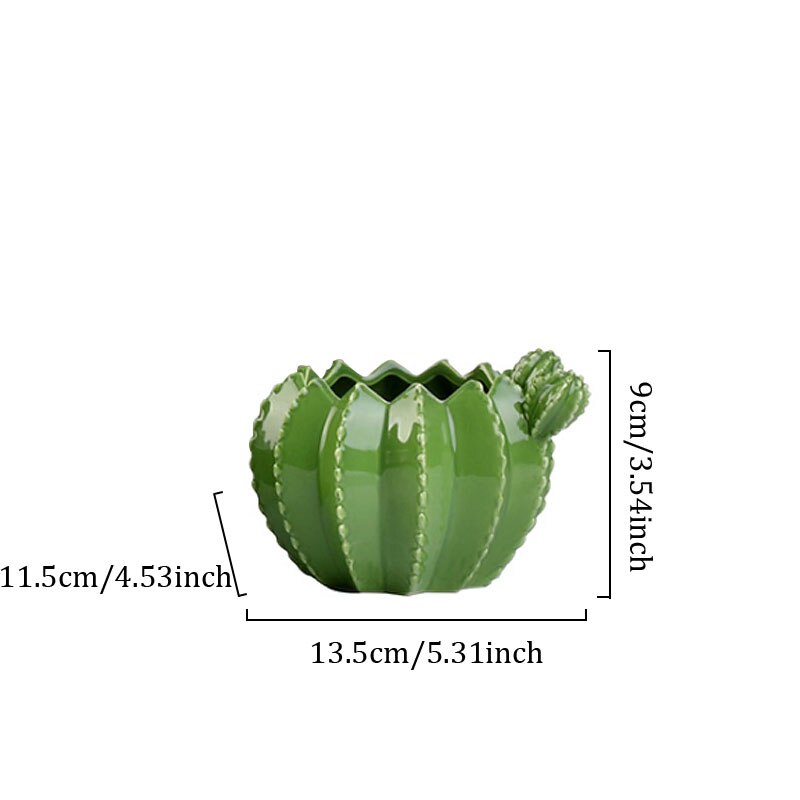 Vaso de flores de cerâmica de cacto, pote de flores de cerâmica para decoração de plantas criativas, acessórios de decoração groot, para plantas: L