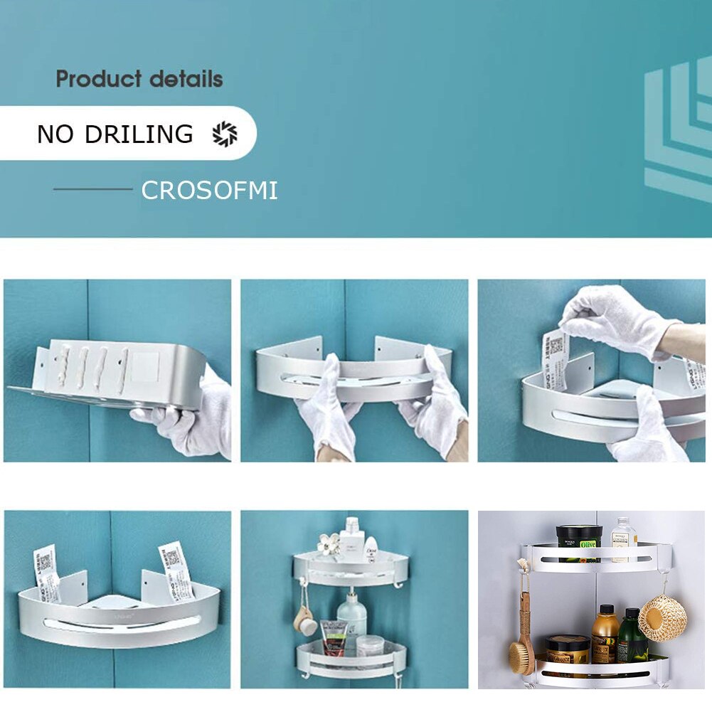 Self-adhesive Wall Triangular Shower Shelf Bathroom Corner Shelf Bath Rack Shampoo Storage Holder Organizer Shelves