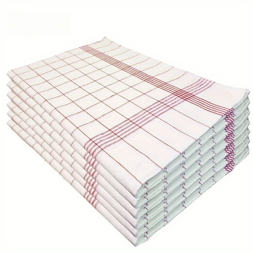 1/5/10pcs Classic Plaid Dish Towel Scouring Pad, Soft Large Size Kitchen Towel, Suitable for Bar and Kitchen Cleaning: Red / 10pcs