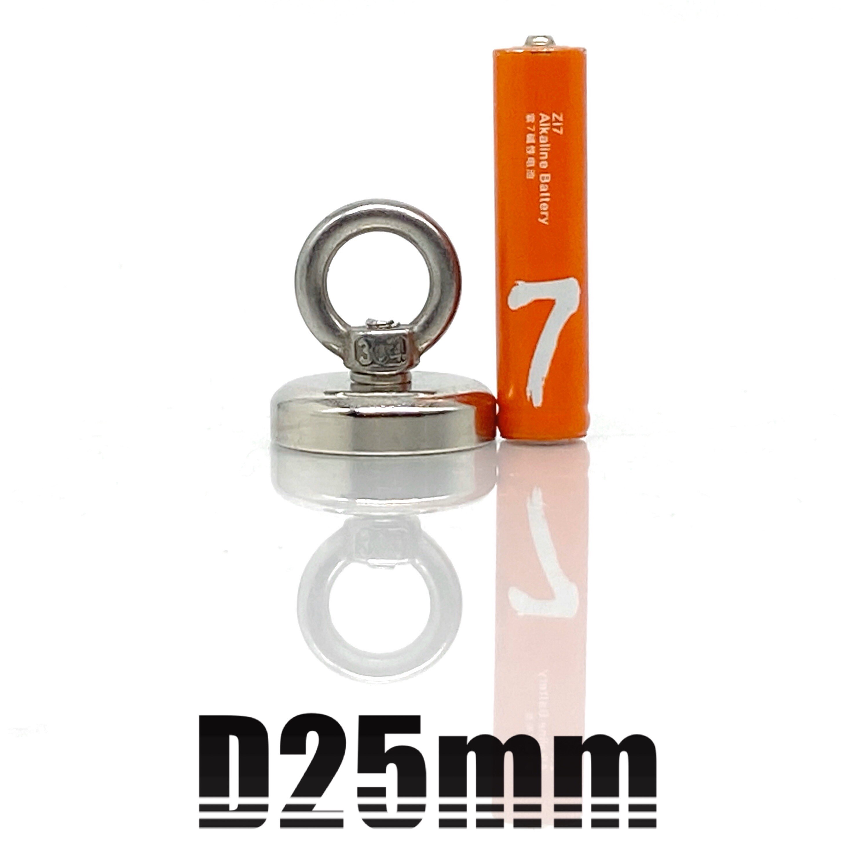 Super stærk neodym magnet bjærgningsmagnet dybhavsfiskemagneter holder trækker monteringspotte med ring øjebolt: D25( træk max 12kg)