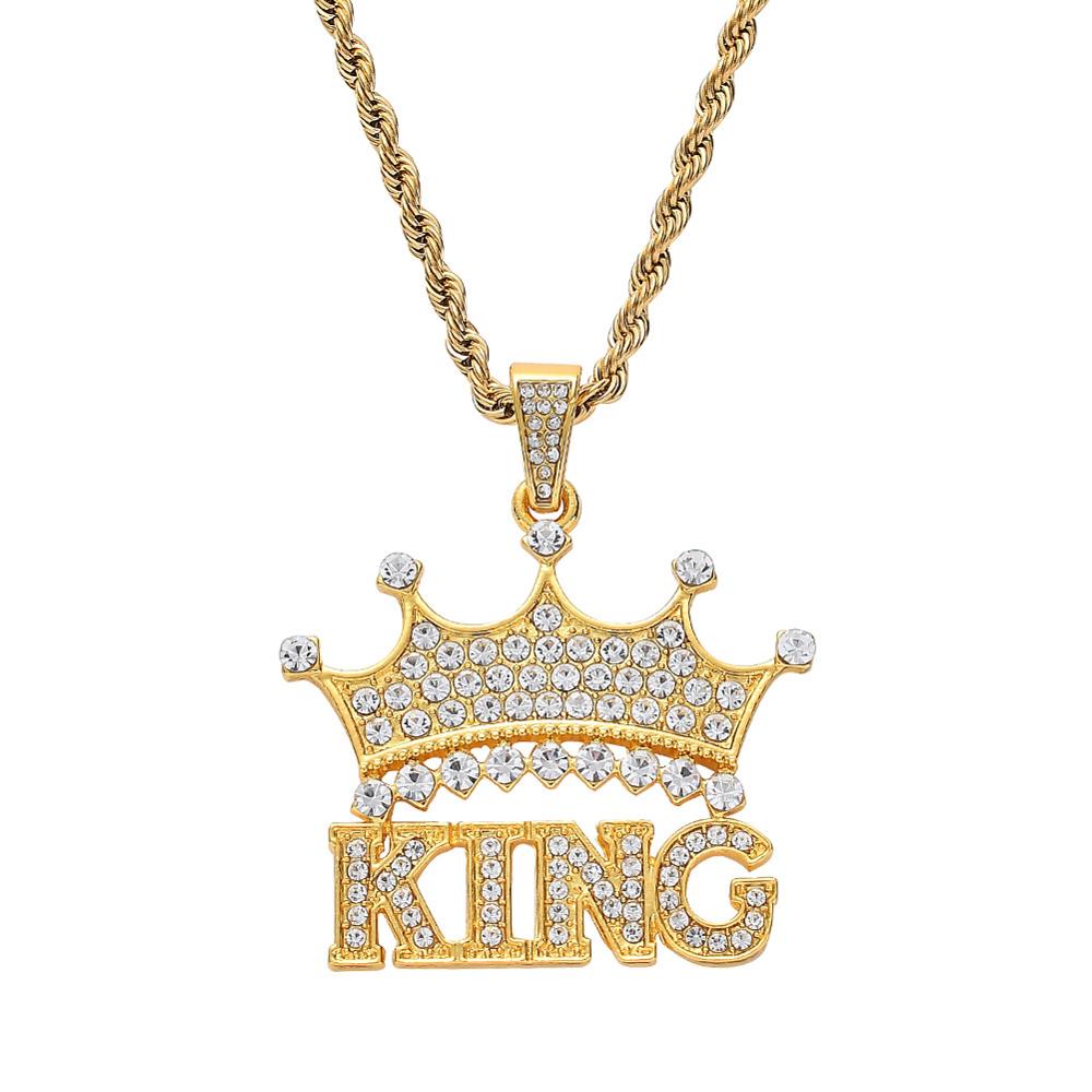 Ausverkauf 9 stile Hip Hop Kristall Cartoon Anhänger Halskette Schmuck für männer ICED OUT BLING BLING N01: N001 gold