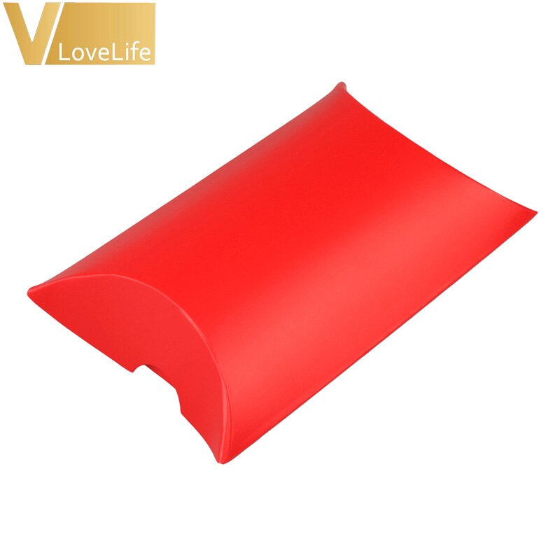 Cajas grandes de dulces de boda con forma de almohada, , para eventos de boda, recuerdo, Caja de de Papel Kraft, 100 unids/lote: red