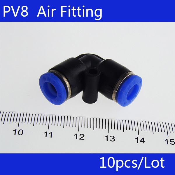 10Pcs PV8 Pneumatische 8Mm Tot 8Mm Haakse Quick Fittings Connector Adapter