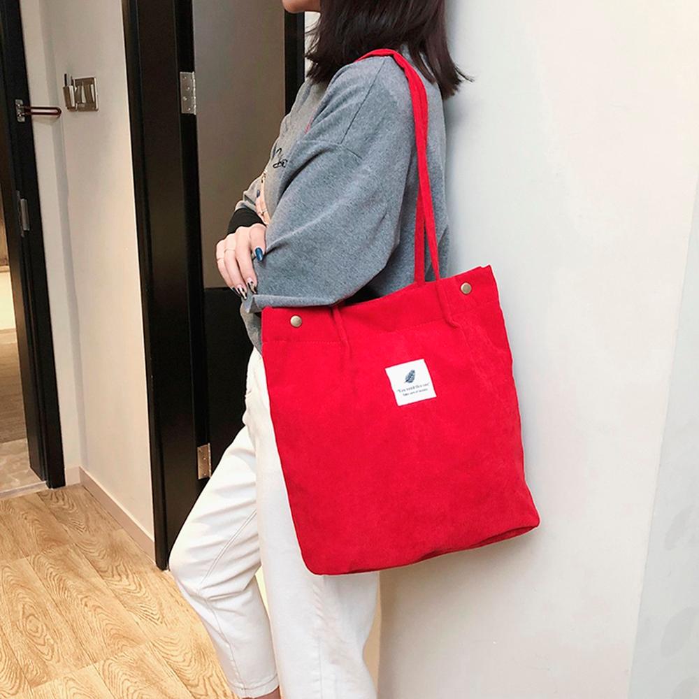 Frauen Cord Reine Farbe Schulter Tasche Satchel Tote Einkaufen Hand Casual Umhängetasche Frische Reise Umhängetaschen