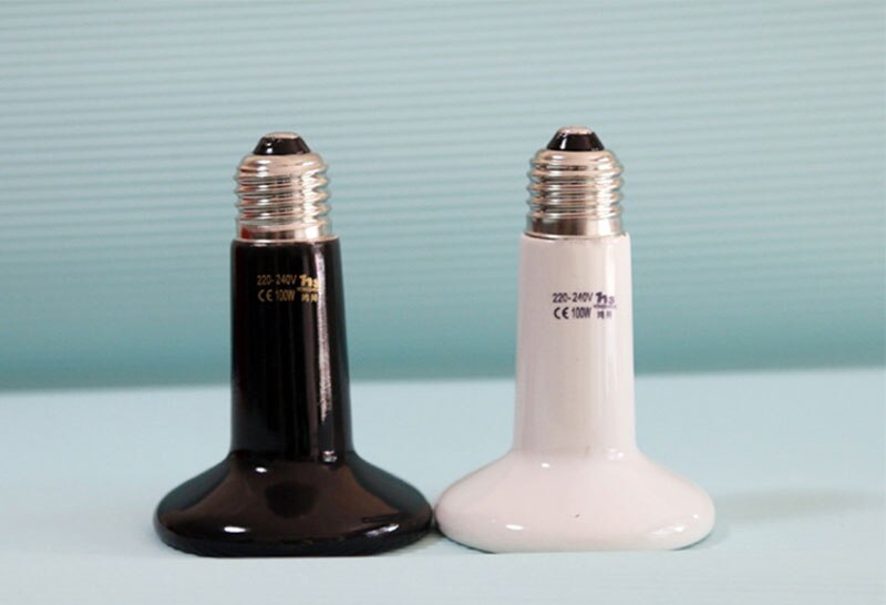 Ampoule de lampe chauffante pour couveuse | 75mm 25W/50W/70W/100W/150W/200W, supérieure, infrarouge noir, émetteur de lumière thermique, ampoule pour couveuse de Pet 220V E27