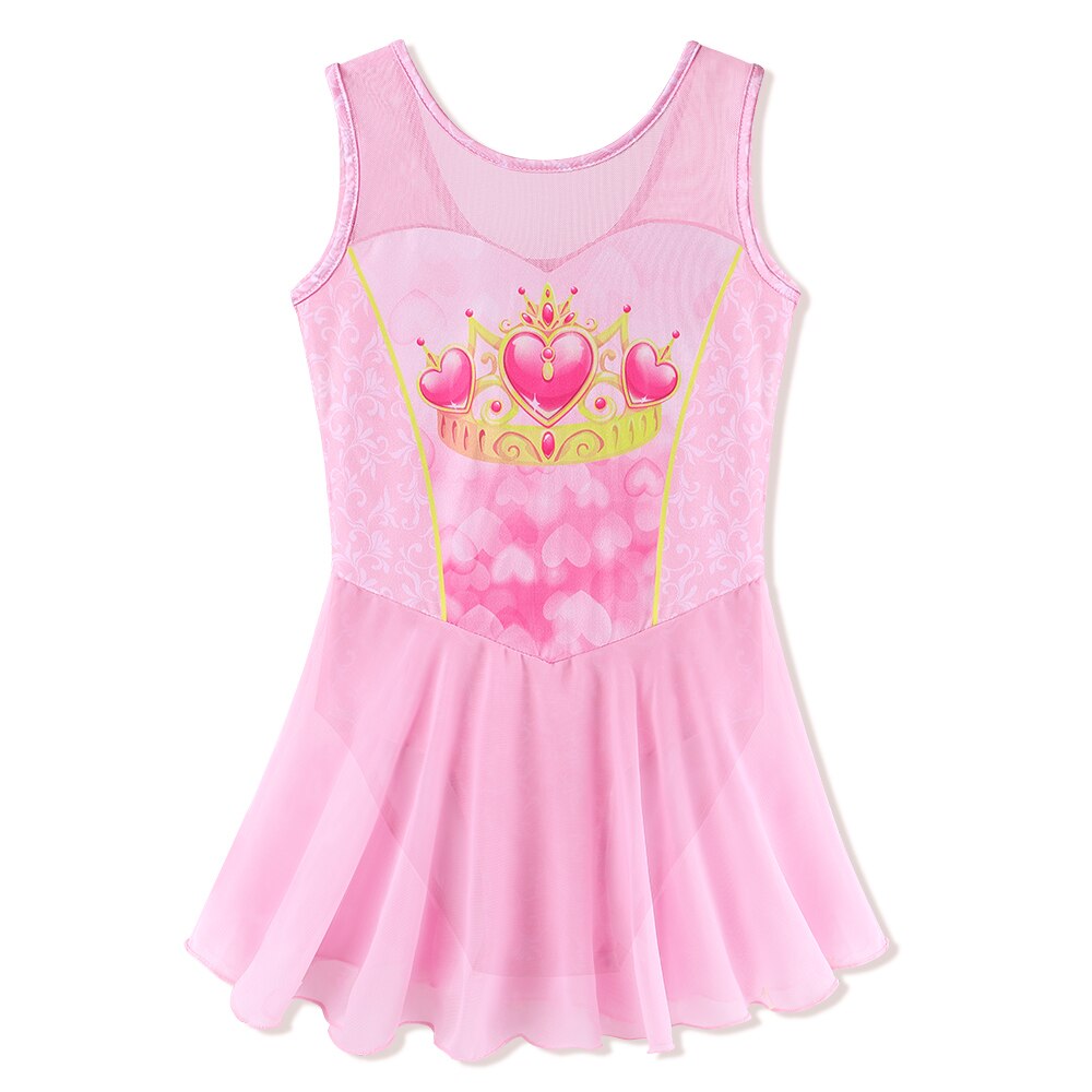 BAOHULU Pink Cotton Kids Tutu Dance Wear Mesh Crown Heart Ballet Leotard Gymnastics Costume for Girls Ballerina Dance Clothes