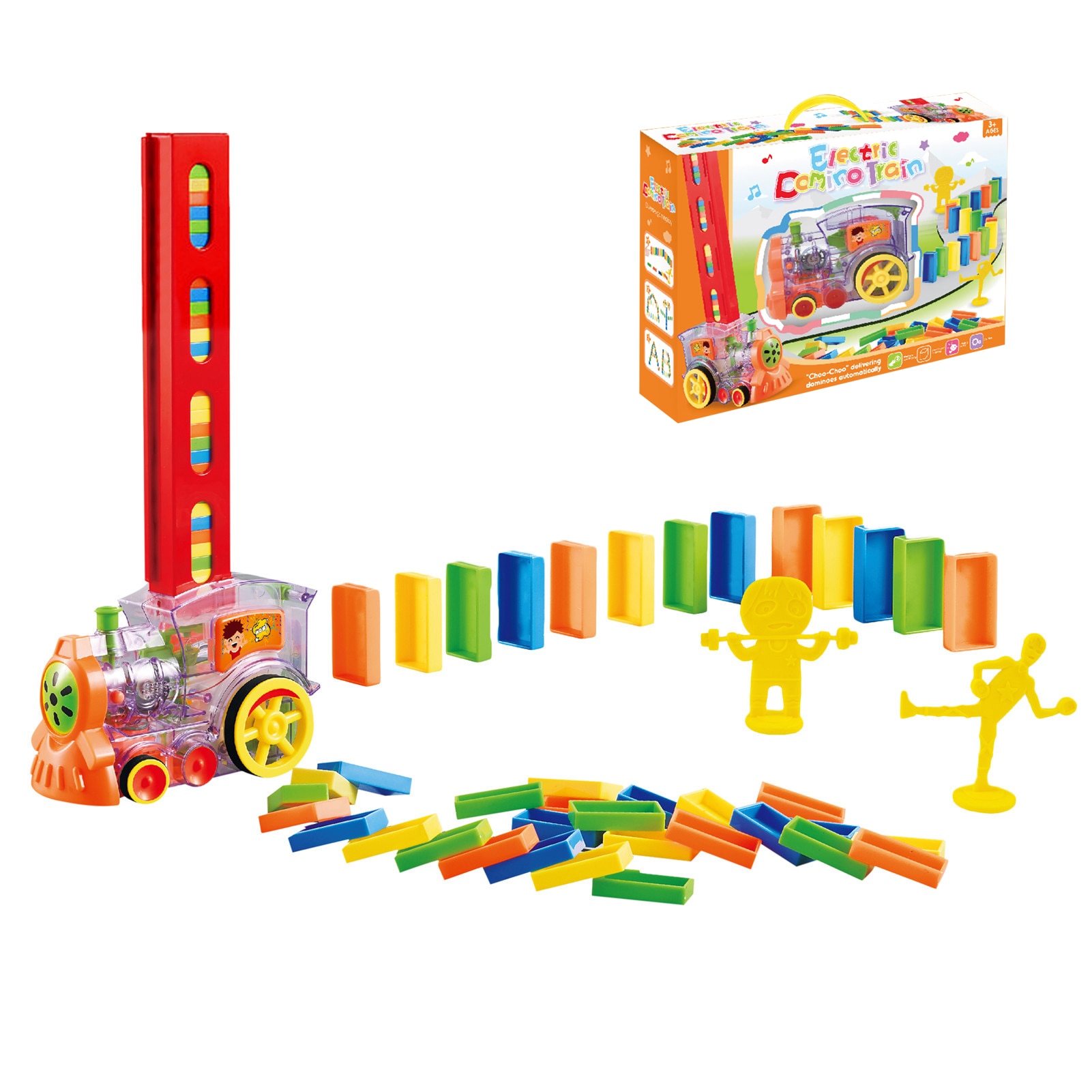Elektrische Domino Zug Spielzeug Mit Lichter Geräusche Dominos-karte Auto Modell Fahrzeug Pädagogisches Hause Spielzeug Blöcke Spiel Für freundlicher Jungen Mädchen
