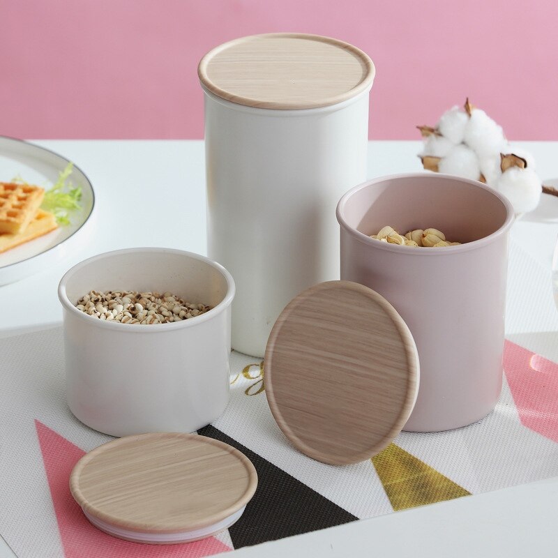 Simple Multigrain Nut Seasoning Storage Container Cylindrical Food Sealed Cans Plastic Airtight Storage Jars Creal Dispenser