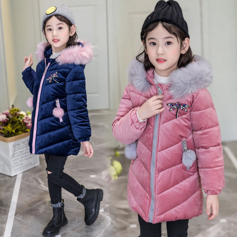 Koude Winter Baby Meisjes Warme Kleding 4-16year Baby Jas Mode Kinderen Dikker Jas Hooded Xmas Snowsuit Bovenkleding