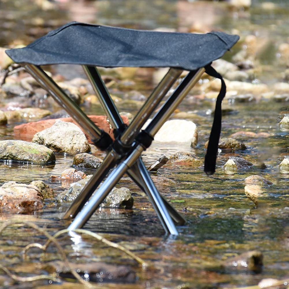 Outdoor Telescopic Stool Outdoor Portable Stainless Steel Folding Chair Camping Beach Mini Stool Fishing Chair Folding Stool