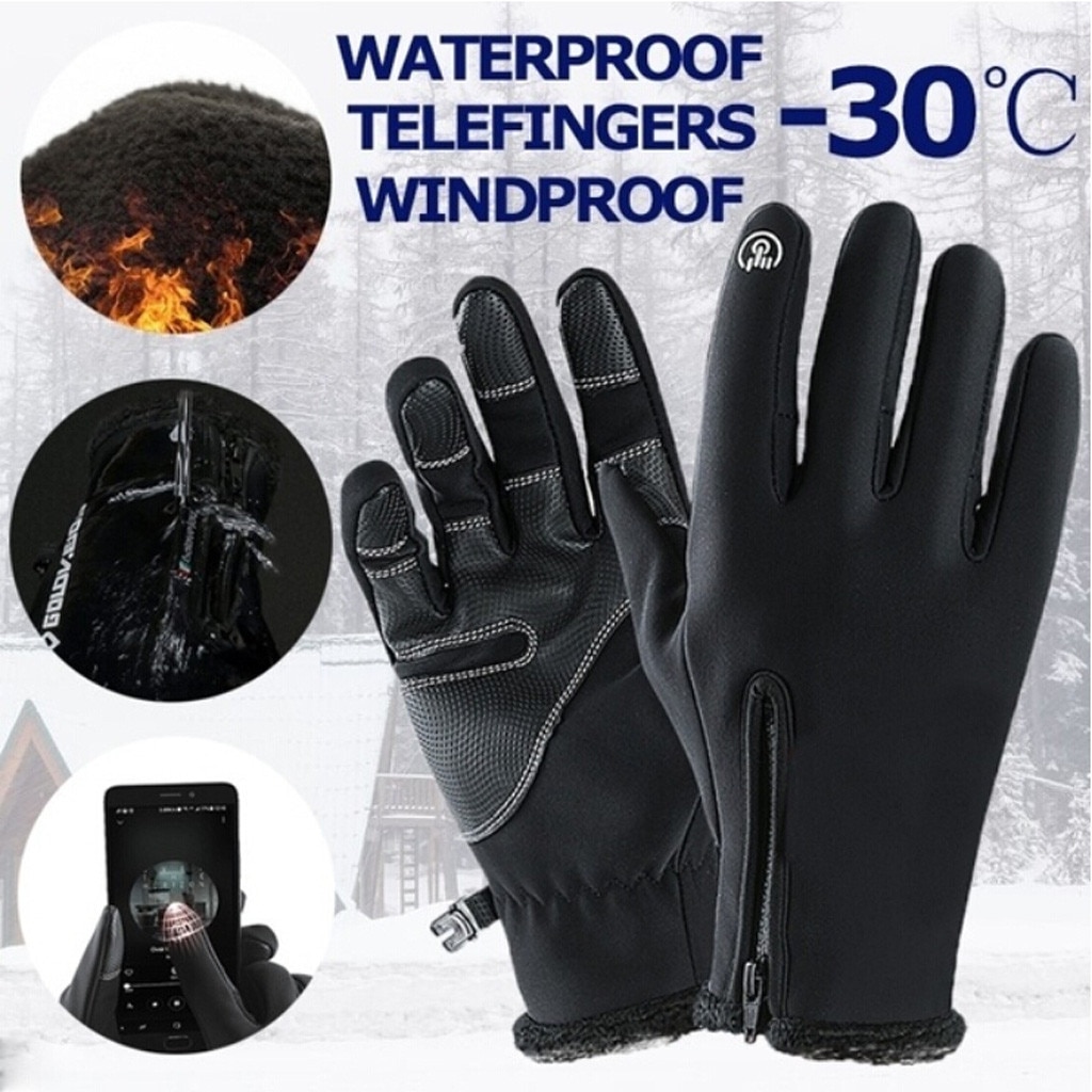 5 Size Koude-Proof Unisex Waterdichte Winter Handschoenen Fietsen Pluis Warme Handschoenen Voor Touchscreen Koud Weer Winddicht Anti Slip