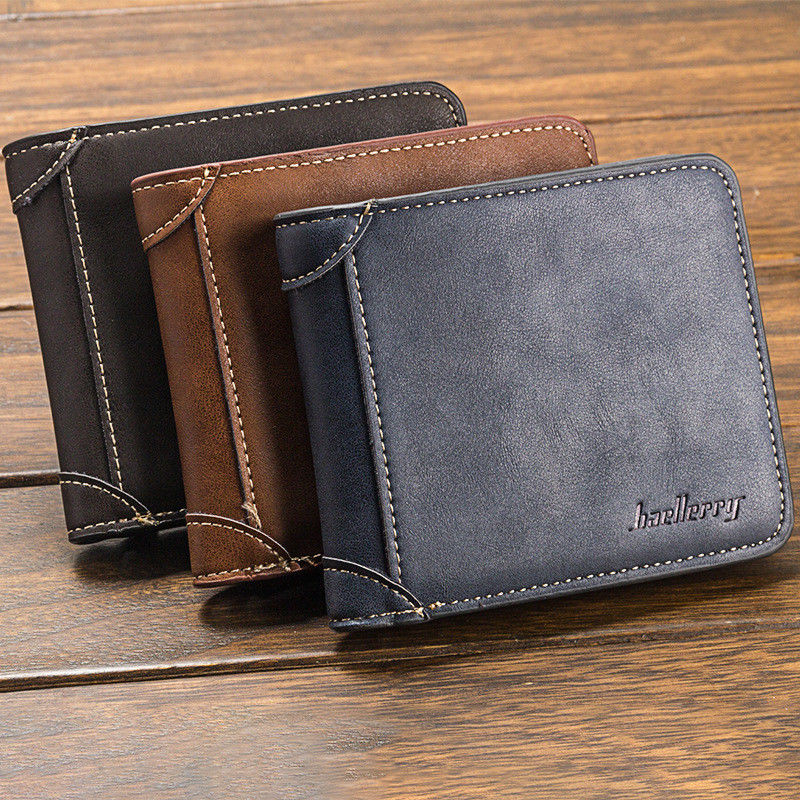 Hommes en cuir portefeuille à deux volets porte-carte d'identité sac à main chéquier longue pochette porte-monnaie