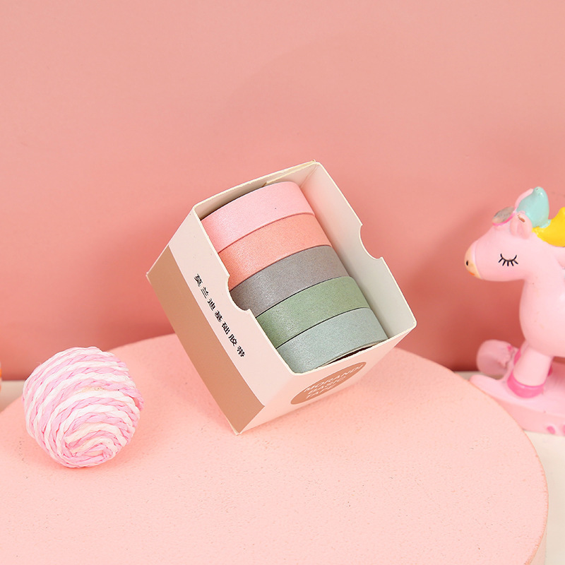 Juego de cintas Washi de 5 uds., cinta adhesiva básica, diario, papelería japonesa, Washitape para álbum de recortes diario, cinta adhesiva decorativa: Amarillo claro