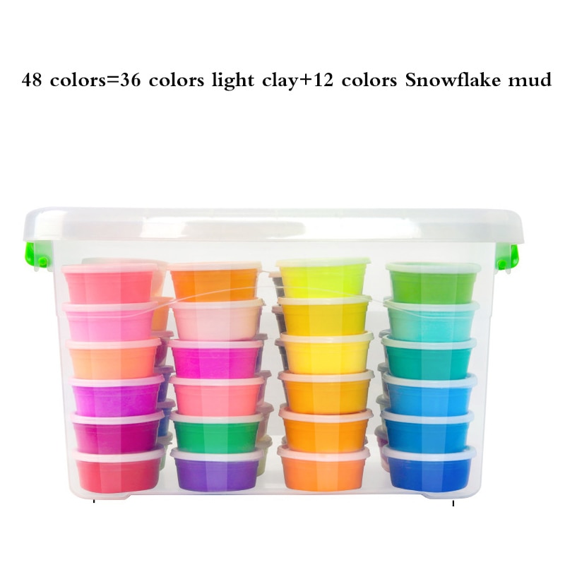 48 farbe Weiches Licht Tonne Moldes Plastili DIY Spielzeug freundlicher Pädagogisches Luft Trocknen Polymer Plastilin Sichere Bunten Spielzeug Arcilla freundlicher