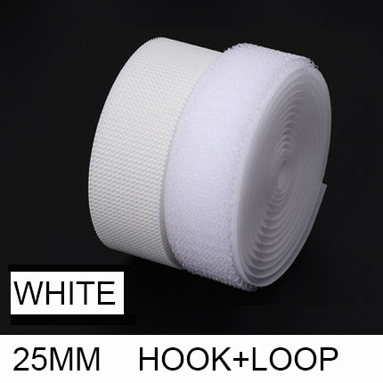 Ruban de fixation en tissu Nylon, 1 mètre/paire, Non adhésif, pour bricolage, accessoires de couture: 1M 25mm  white