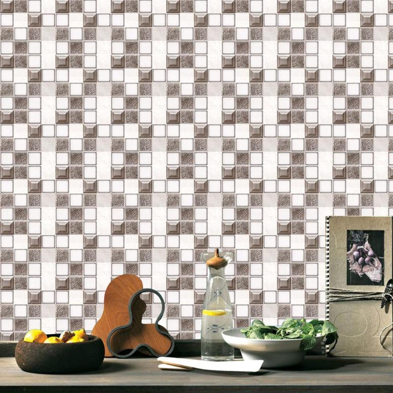 6pcs Wall Stickers Moisture-proof Surface Covered with Film Mosaic Tiles Paste Kitchen Toilet Restaurant Adhesive Decor