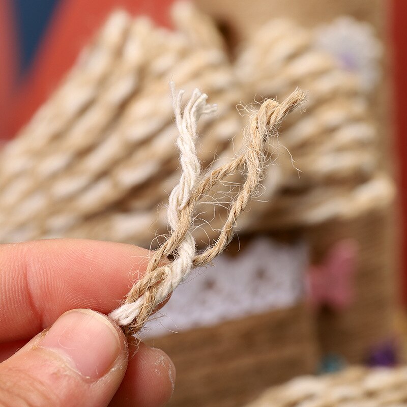 5mm/5m Weave Burlap Hessian Jute Twine Cord Hemp Rope String Packing Wedding Party Christmas Festival Decoration Handcraft