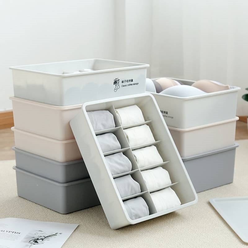 Sous-vêtements en plastique chaussettes cloison boîte de rangement empilable sous-vêtements finition boîte multi-fonctionnelle chambre rangement Organization