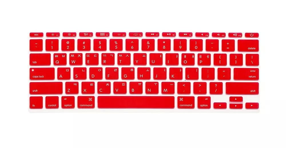 Silicone Skin Korean Keyboard Cover Protector Korea Language Keyboard Cover For Macbook Air 11" 11.6 Inch For Mac A1370 A1465: Red