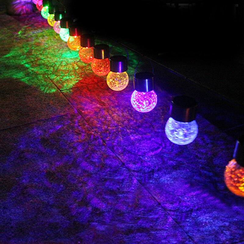 Solar Licht Lantaarn Outdoor Tuin Lamp Glas Crack Bal Kroonluchter Gazon Tuin Licht Christmas Party Kerstboom Decoratie