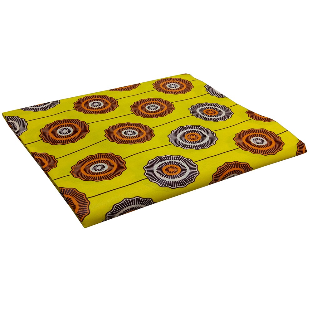 Circle Print Stripe Yellow African Wax Fabric African Real Dutch Wax