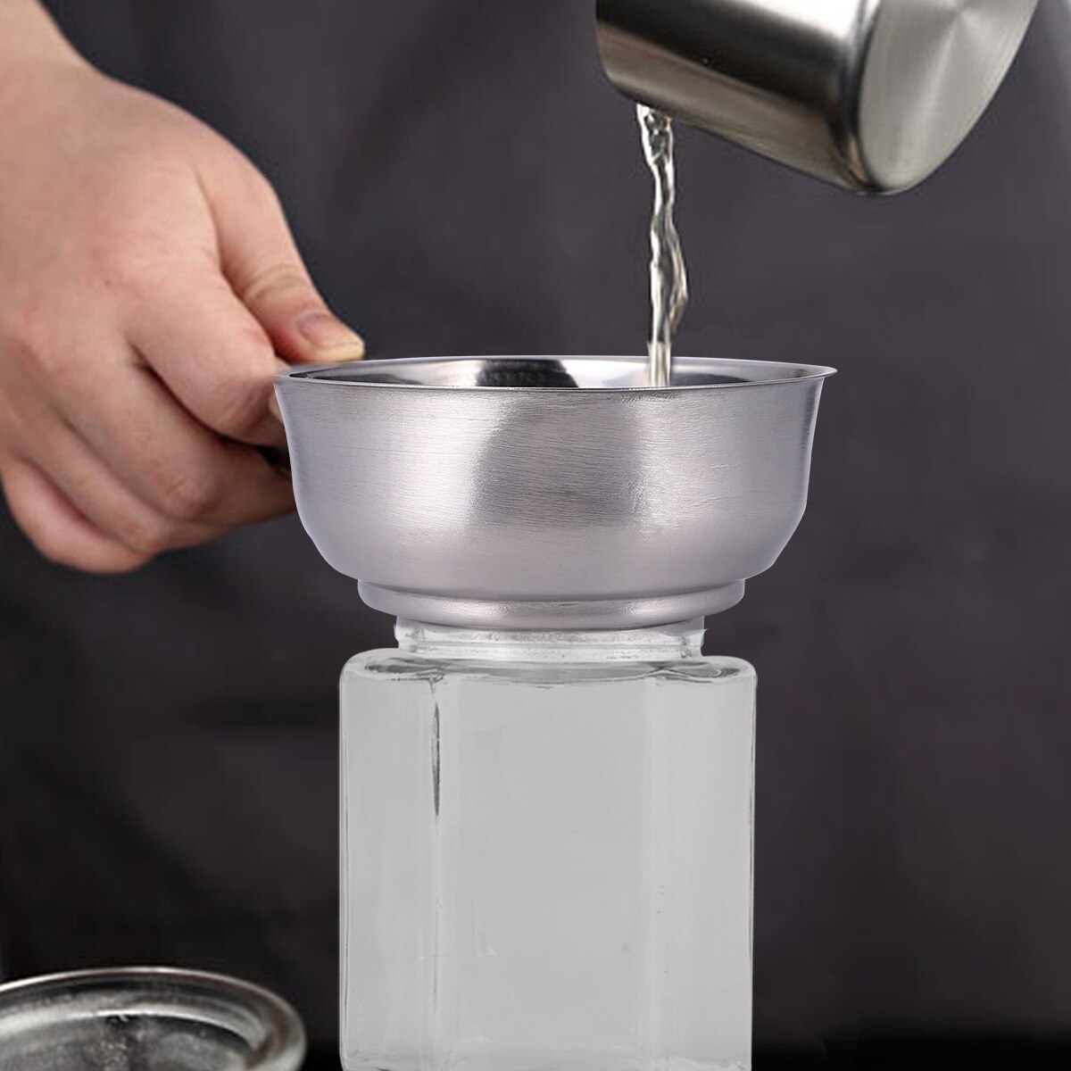 1pc rustfrit stål firkantet bred mundtragt stor diameter olielækage syltetragt med håndtag køkken gadget køkken restaurant