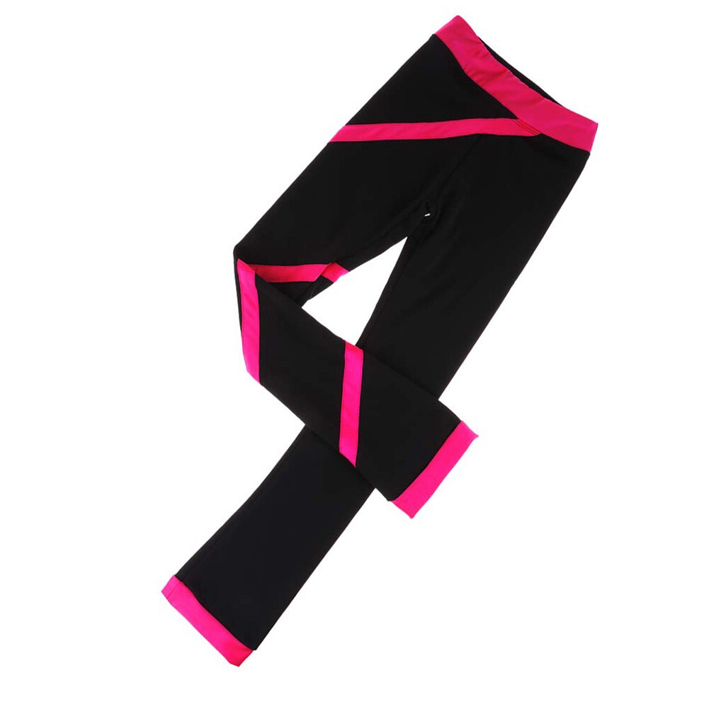 Outdoor Zachte Warme Flanellen Streep Panty Kids Childrens Sport Kunstschaatsen Broek Training Concurrentie Hoge Elasticiteit Lange: Rose Red / 130