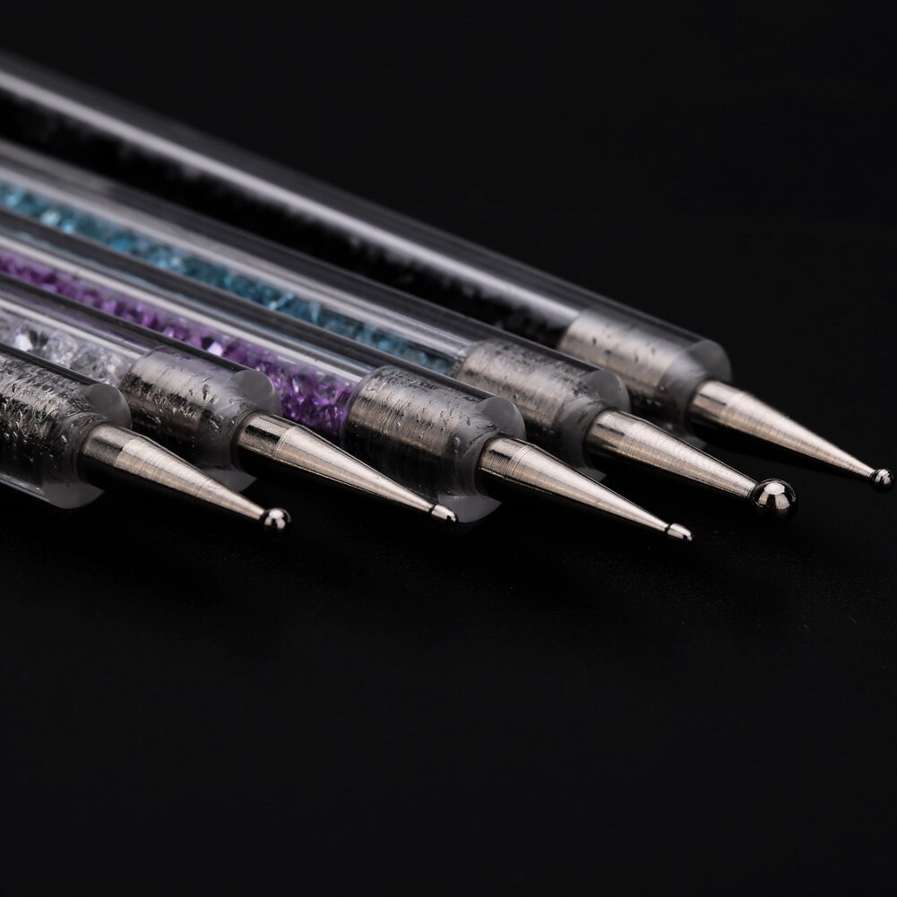 5 st/set akryl 2 sätt nagelkonst prickpenna färgglad strass nageldekoration måla pensel naglar verktyg