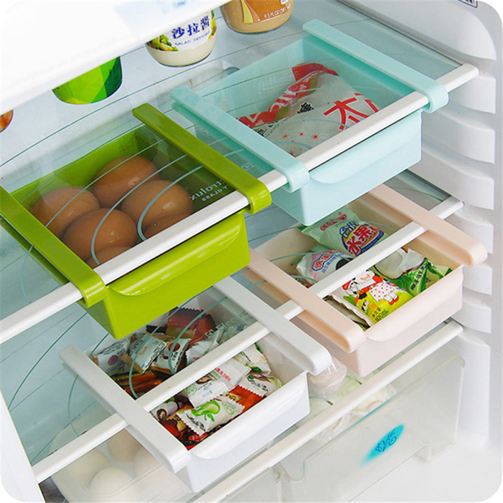 Slide Kitchen Fridge Freezer Space Saver Organizer Storage Rack Shelf Holder Home Accessories Storage Case #20