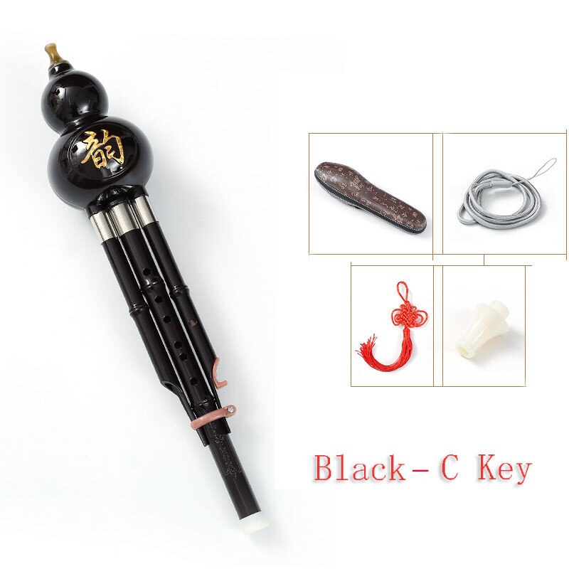 Chinese Handgemaakte Hulusi Zwarte Bamboe Kalebas Cucurbit Fluit Etnische Muziekinstrument Sleutel Van C Met Case Voor Beginner Muziek Liefhebbers: Black- C Key