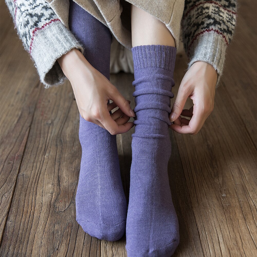 Calze da donna salata inverno capodanno puro colore sport per il tempo libero addensare calze di vitello di alta qualità calde e confortevoli