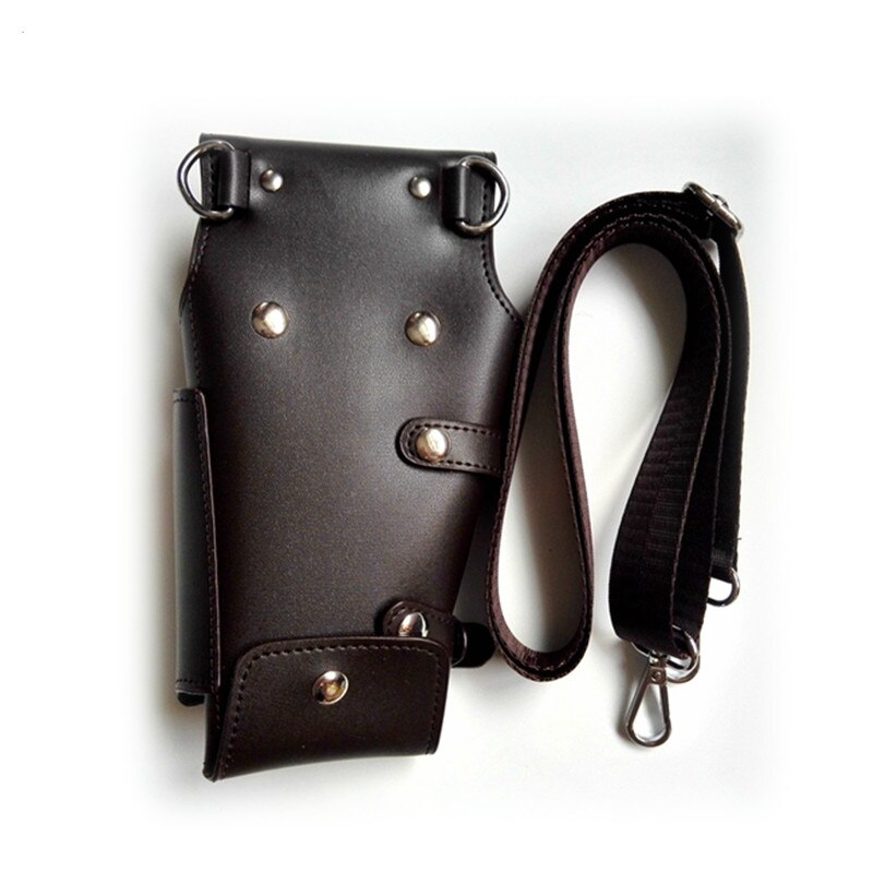 PU Leather Rivet Hair Scissor Bag Clips Bag Hairdressing Barber Scissor Holster Pouch Holder Case with Waist Shoulder Belt