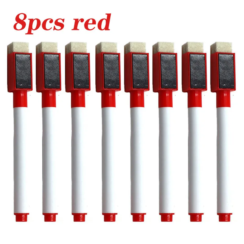 8 Pcs Erasable Whiteboard Pens Set - Magnetic, Easy to Wipe, Scratch-Free Markers with Color Random - Office Supplies: WHITE