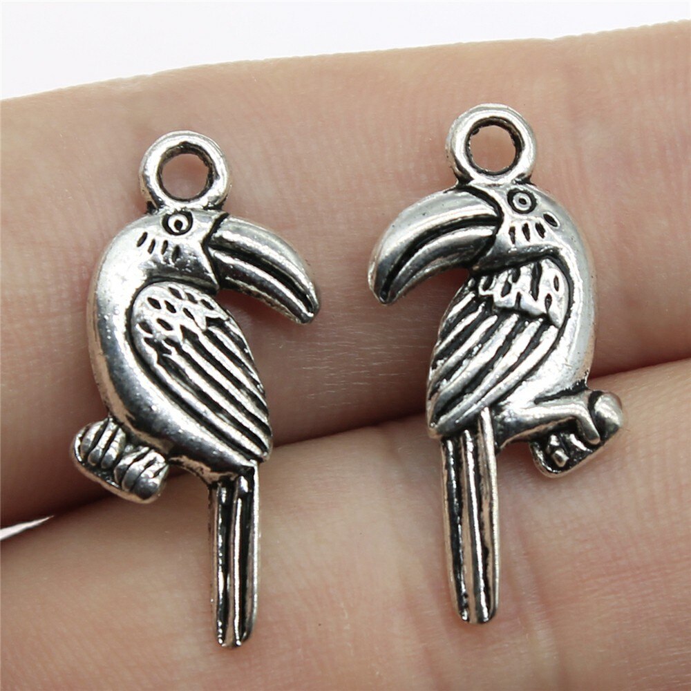 20 stücke Reize Vogel Antike Silber Farbe Nette Vogel Reize Schmuck Erkenntnisse DIY Kleine Vogel Reize: B10938-25x13mm