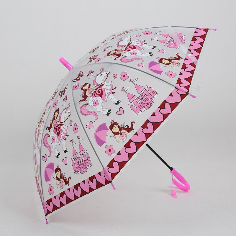 Sunny And Rainy Long-Handle Baby Umbrella Cartoon Children's Umbrella PVC Transparent Multicolor Children's Umbrella