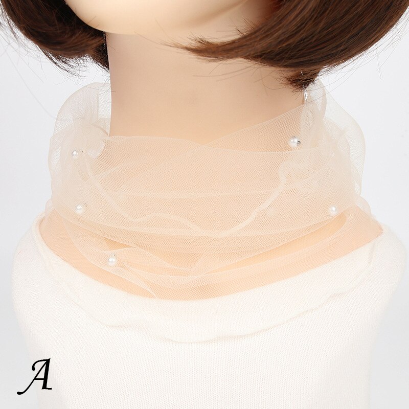 Bufanda de cuello de gasa para mujer, protector solar fino para la cabeza, variedad de pañuelos pequeños de seda Anti-UV, mascarilla multifunción, primavera y verano: A