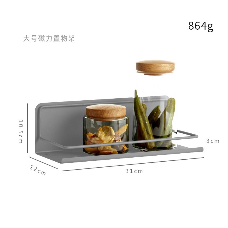 Xiaomi – étagère magnétique murale en acier inoxydable pour réfrigérateur, rangement de cuisine, autocollant, accessoires de cuisine: Grey L Size