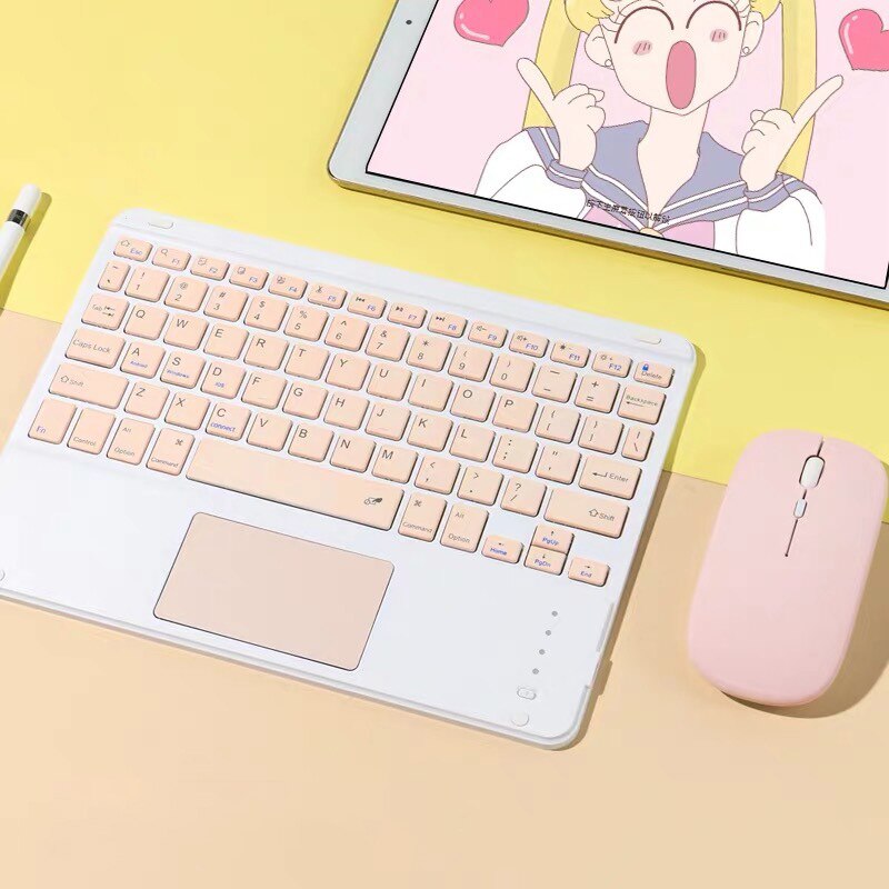 Universele Tablet Draadloos Toetsenbord En Muis Ultra Dunne Touchpad Toetsenbord Voor Huawei/Xiaomi/Samsung Tablet Bluetooth Toetsenborden: pink touchpad set