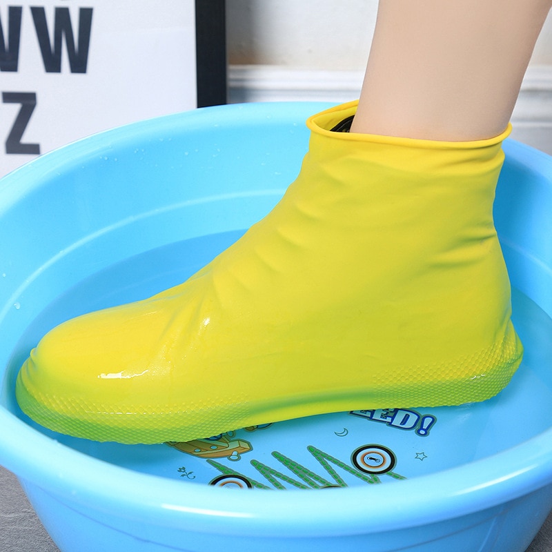 2022New Rain Boots Waterproof Shoe Cover Silicone Unisex Outdoor Waterproof Non-Slip Non-slip Wear-Resistant Reusable Shoe Cover: YELLOW / 40